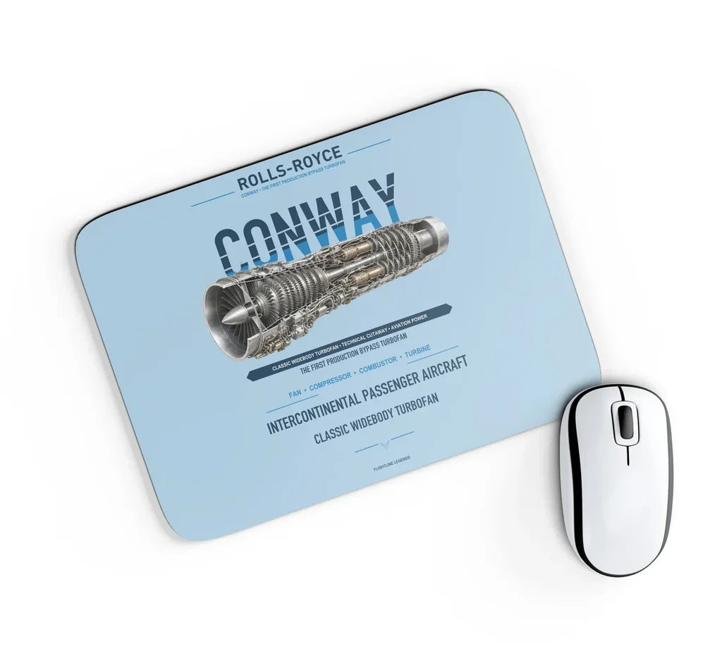 CONWAY design on light blue rectangle mouse pad