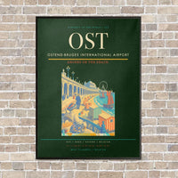 Thumbnail for Ostend-Bruges International Airport OST vertical canvas print - framed - dark green background