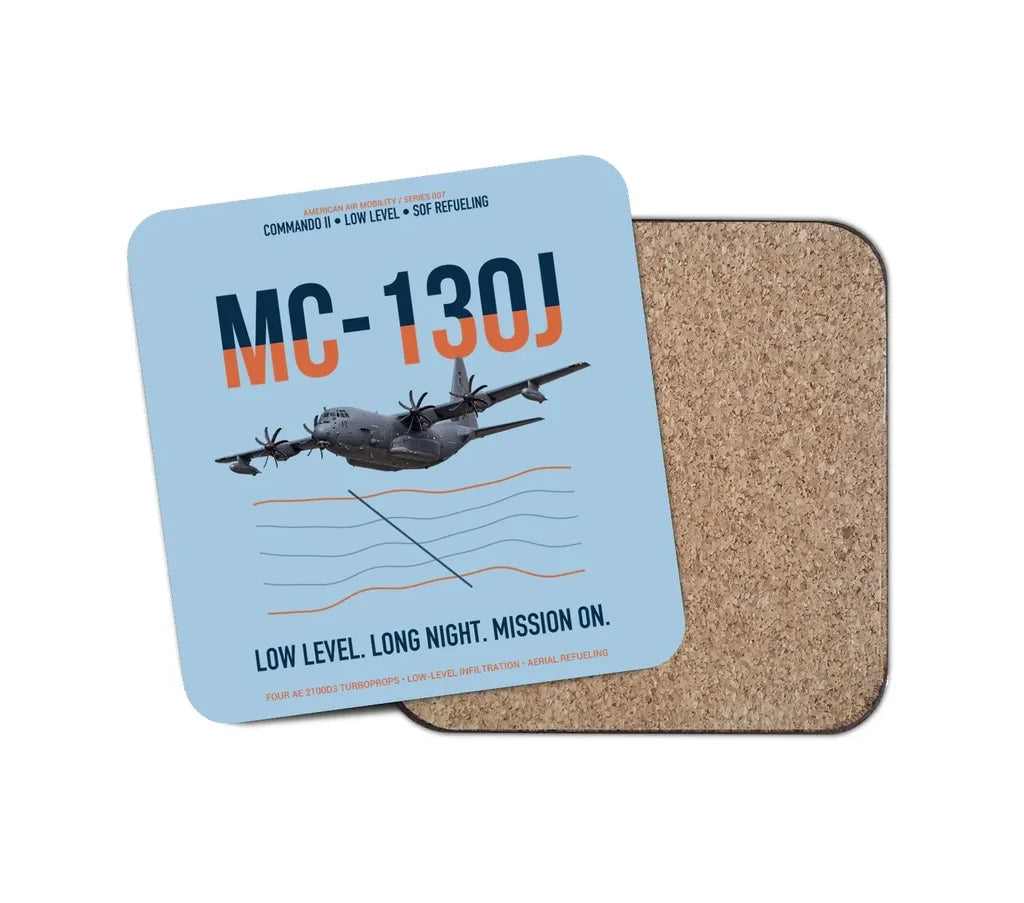 MC-130J COMMANDO II design on light blue 1 piece coaster