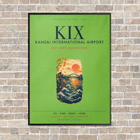 Thumbnail for Kansai International Airport Osaka KIX vertical canvas print - framed - light green background