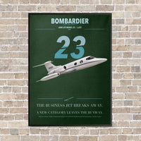 Thumbnail for Bombardier Learjet 23 vertical canvas print - framed - dark green background