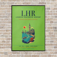 Thumbnail for London Heathrow Airport LHR vertical canvas print - framed - light green background