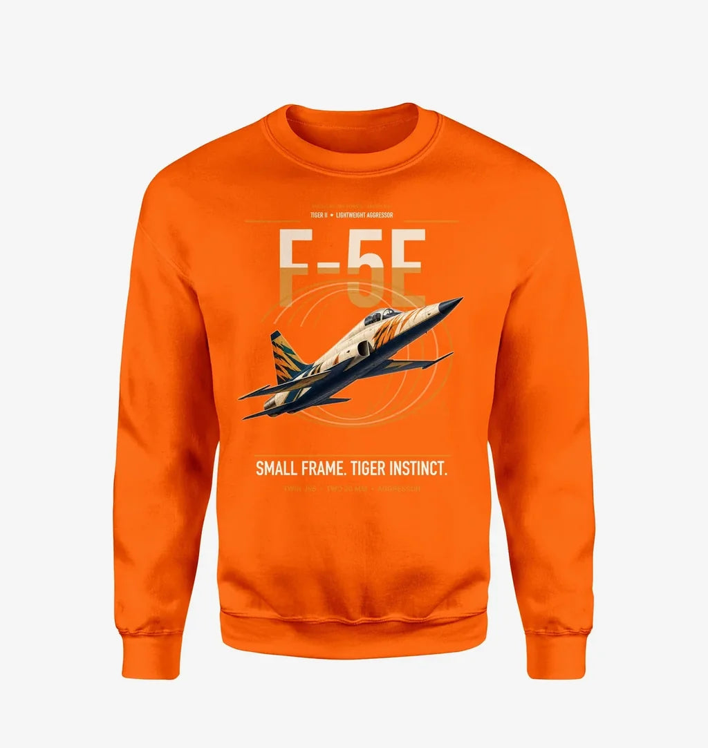 F-5E Tiger II design on orange sweatshirt