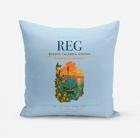 Thumbnail for Reggio Calabria Airport (REG) design on light blue pillow
