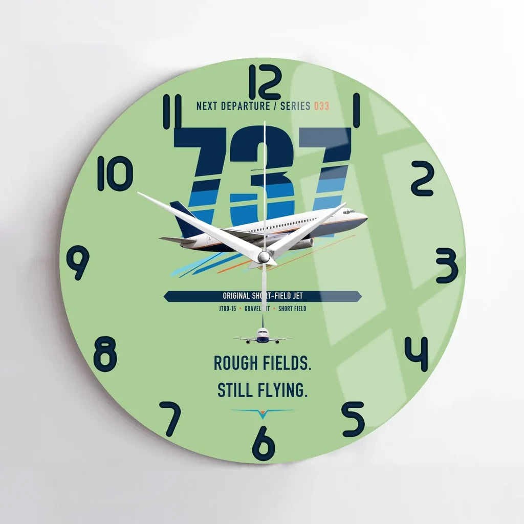 Boeing 737-200 design on light green no frame wall clock