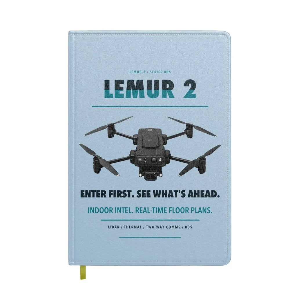 BRINC LEMUR 2 design on light blue notebook