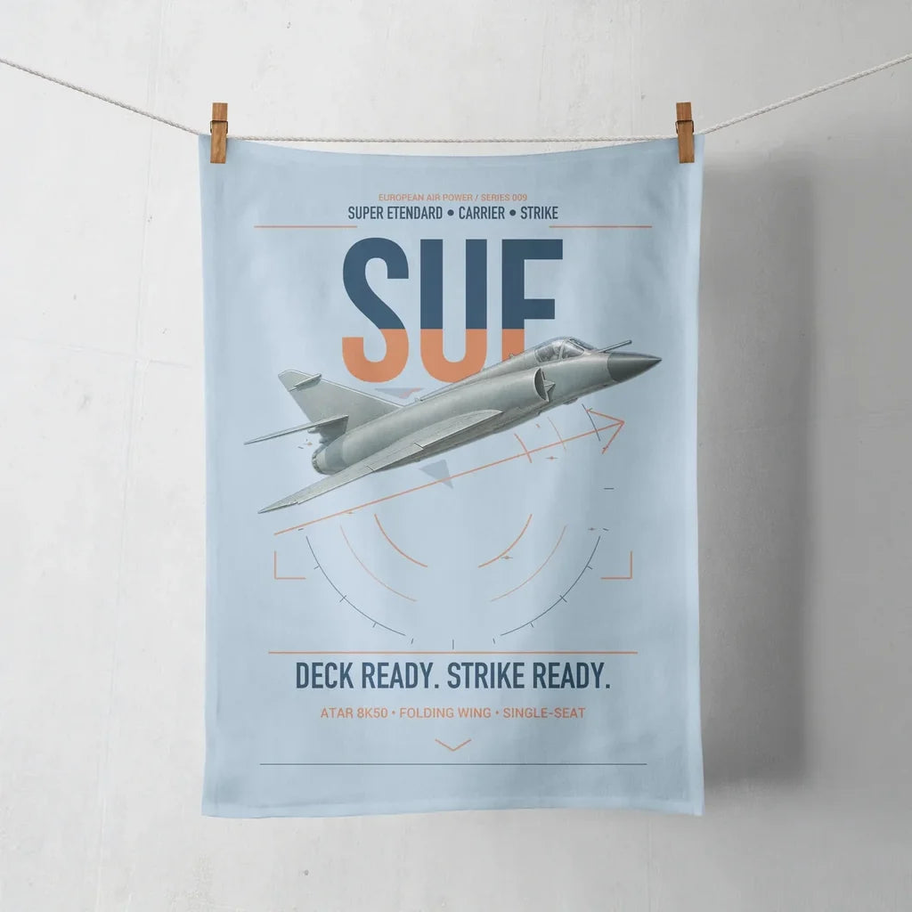 Dassault Super Étendard design on light blue towel