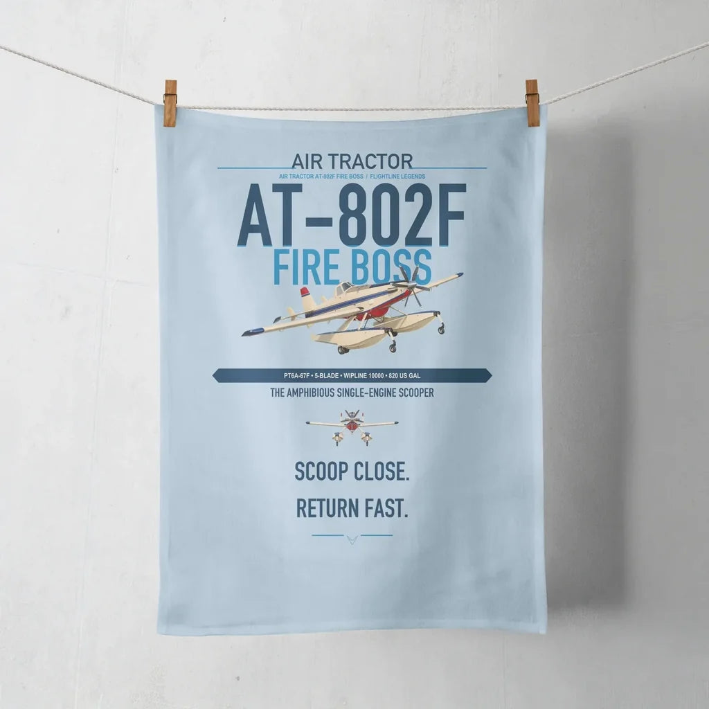 Air Tractor AT-802F Fire Boss design on light blue towel