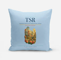 Thumbnail for Timișoara Traian Vuia International Airport (TSR) design on light blue pillow