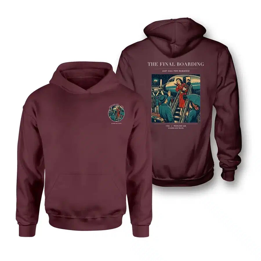 VINTAGE G4102 - The Final Boarding - Double-Side Hoodie design on darkred double side