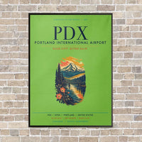 Thumbnail for Portland International Airport PDX vertical canvas print - framed - light green background