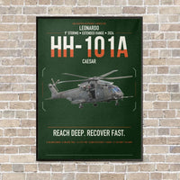 Thumbnail for Leonardo HH-101A Caesar vertical canvas print - framed - dark green background