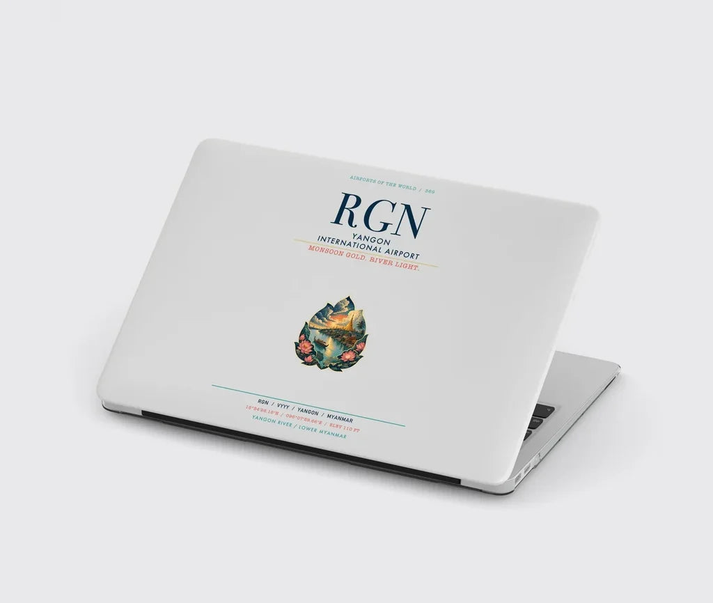 Yangon International Airport (RGN) design on light gray MacBook case