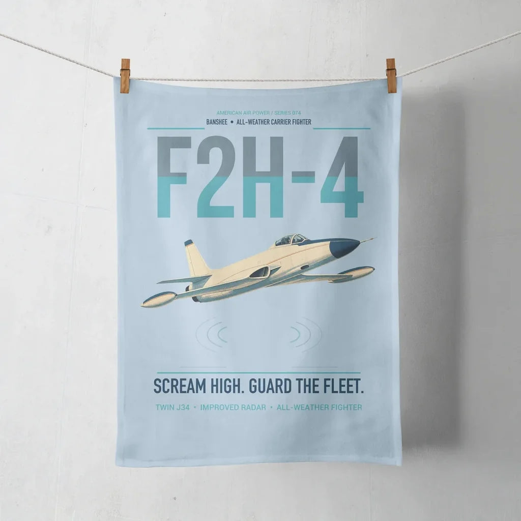 F2H-4 Banshee design on light blue towel