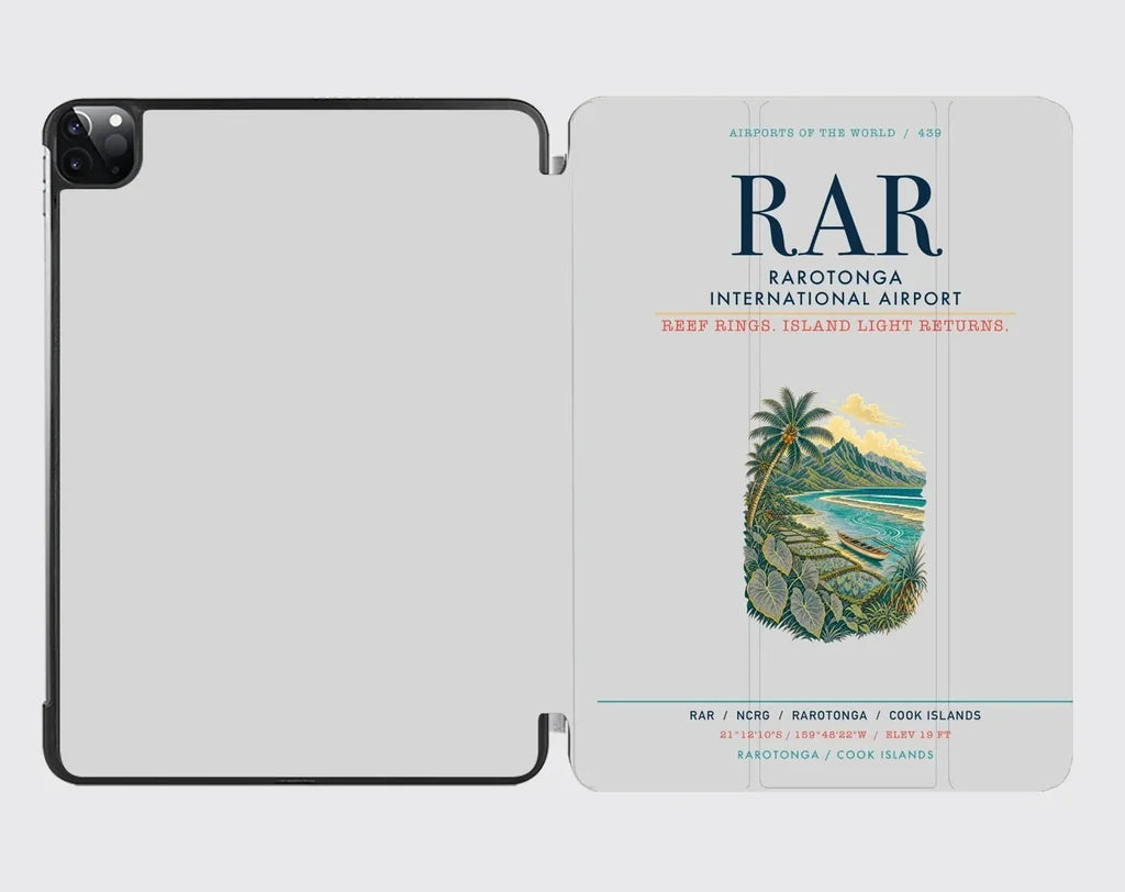 Rarotonga International Airport (RAR) design on light gray ipad tablet case