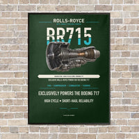 Thumbnail for BR715 vertical canvas print - framed - dark green background