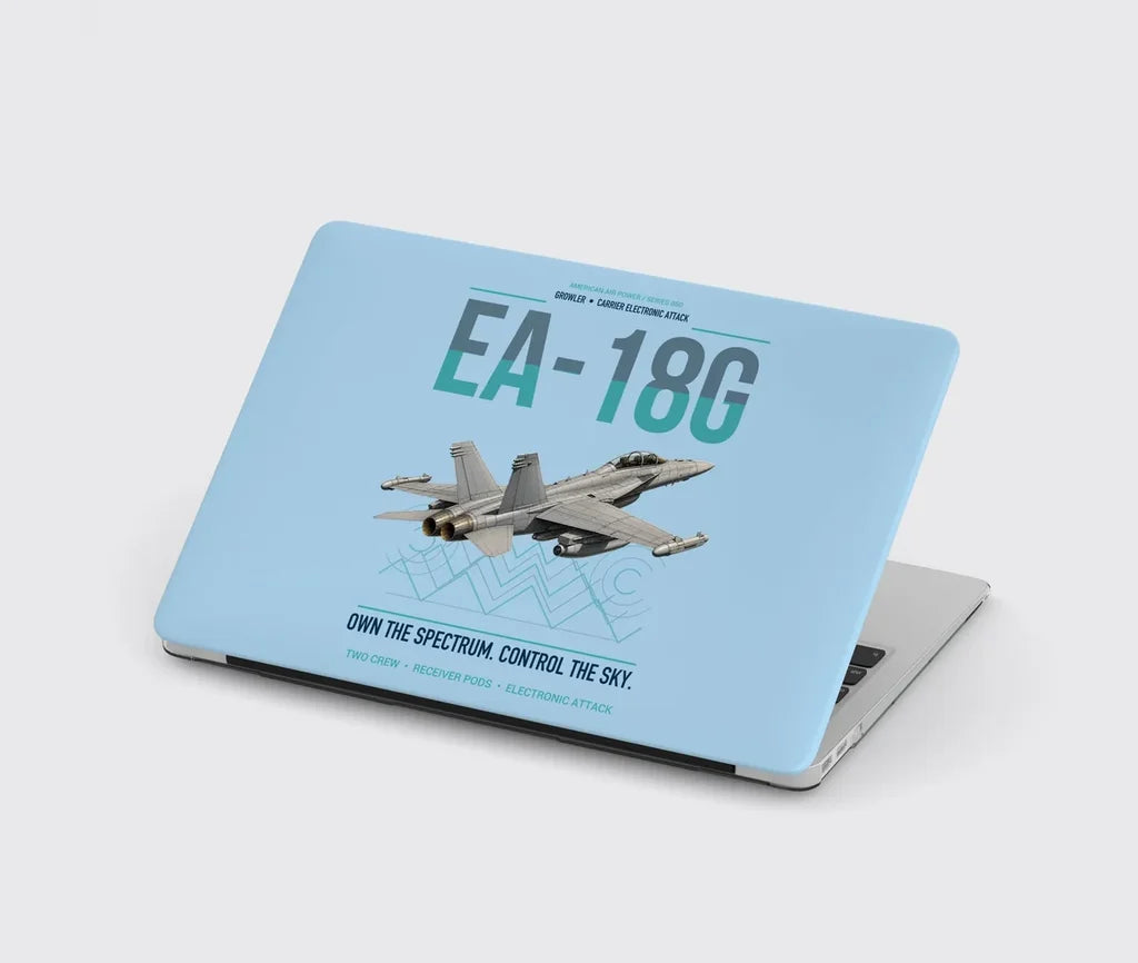 EA-18G Growler design on light blue MacBook case