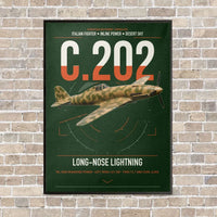 Thumbnail for Macchi C.202 Folgore vertical canvas print - framed - dark green background