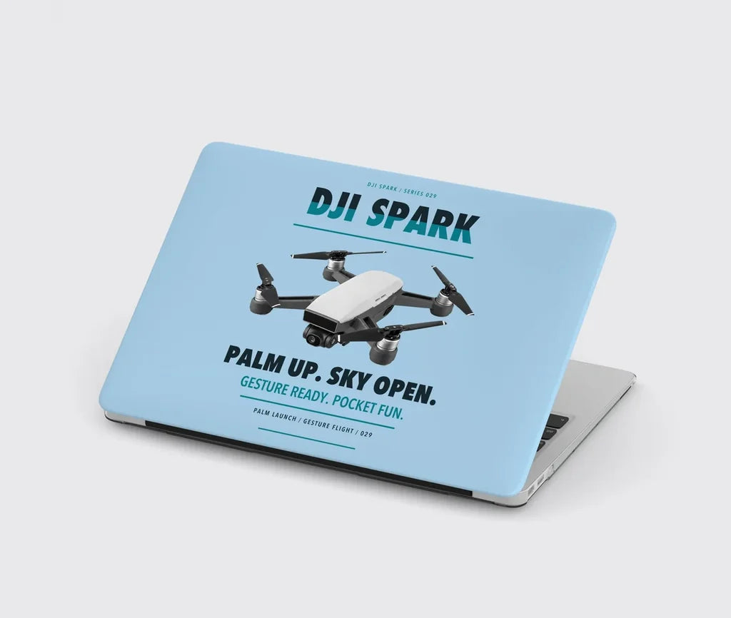 DJI Spark design on light blue MacBook case
