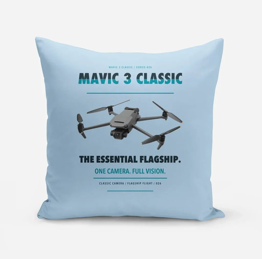 DJI Mavic 3 Classic design on light blue pillow