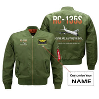 Thumbnail for RC-135S Cobra Ball design on green+name bomber jacket, double-side print