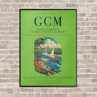 Thumbnail for Owen Roberts International Airport GCM vertical canvas print - framed - light green background