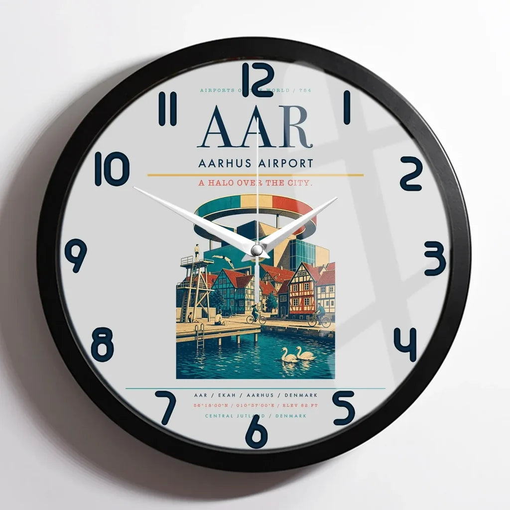 Aarhus Airport AAR Wall-Clock Framed - Light Gray