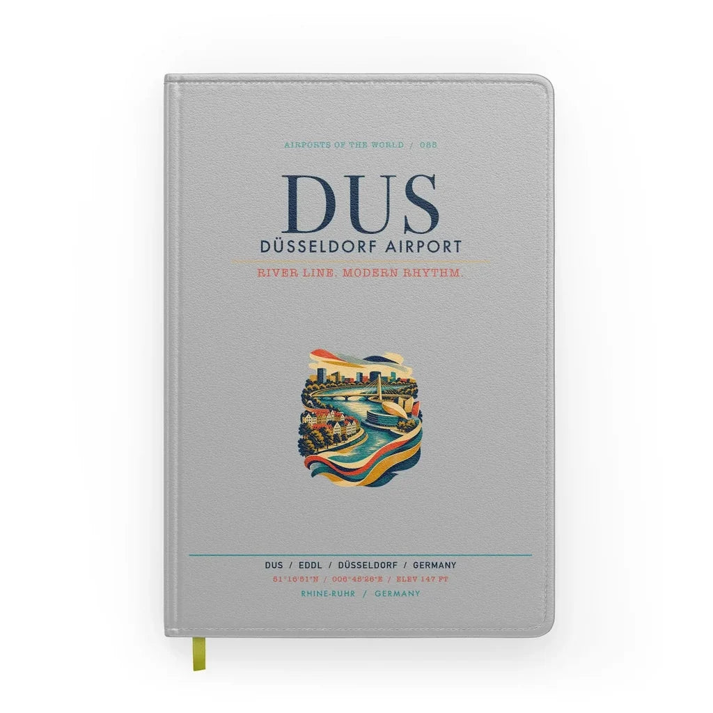 Düsseldorf Airport (DUS) design on light gray notebook