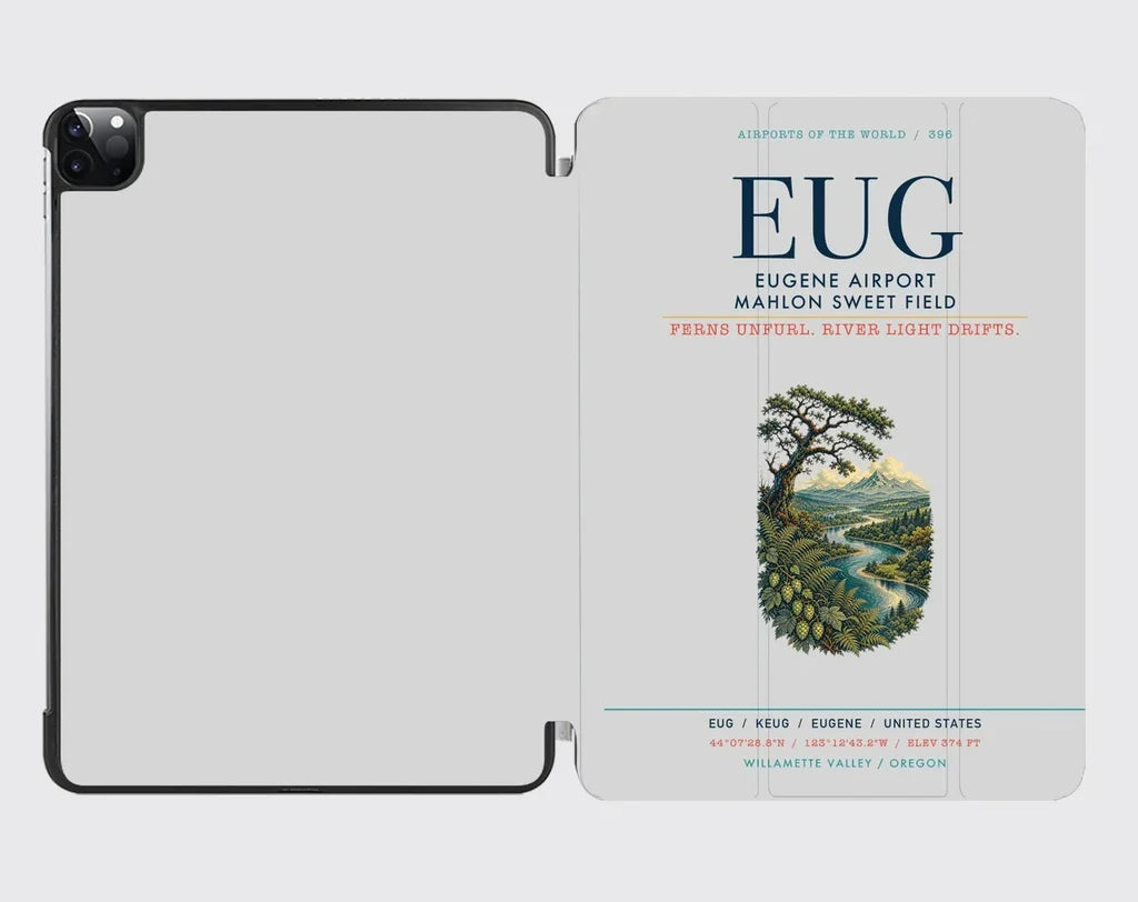Eugene Airport Mahlon Sweet Field (EUG) design on light gray ipad tablet case