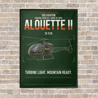 Thumbnail for Sud Aviation SE 3130 Alouette II vertical canvas print - framed - dark green background