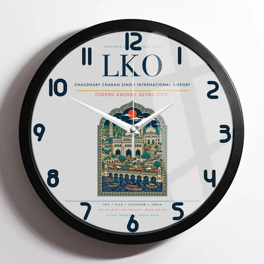 Chaudhary Charan Singh International Airport LKO Wall-Clock Framed - Light Gray