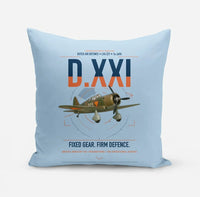 Thumbnail for Fokker D.XXI — Dutch LVA aircraft 221 design on light blue pillow