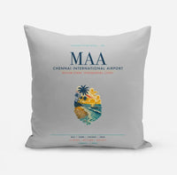 Thumbnail for Chennai International Airport (MAA) design on light gray pillow