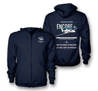 Thumbnail for Cessna Citation Encore+ design on navy blue premium zipped hoodie, double-side print