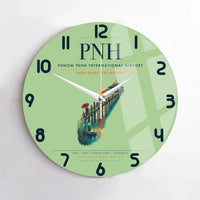 Thumbnail for Phnom Penh International Airport (PNH) design on light green no frame wall clock