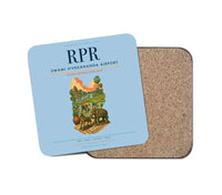 Thumbnail for Swami Vivekananda Airport (RPR) design on light blue 1 piece coaster