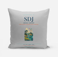 Thumbnail for Sendai Airport (SDJ) design on light gray pillow