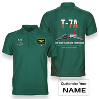 Thumbnail for T-7A Red Hawk design on green+name double-side polo t-shirt, double-side print