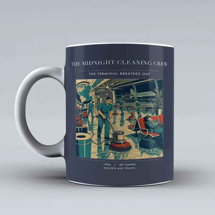 VINTAGE G4378 - The Midnight Cleaning Crew - Ceramic Mug design on darkblue