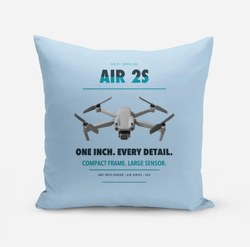 DJI Air 2S design on light blue pillow