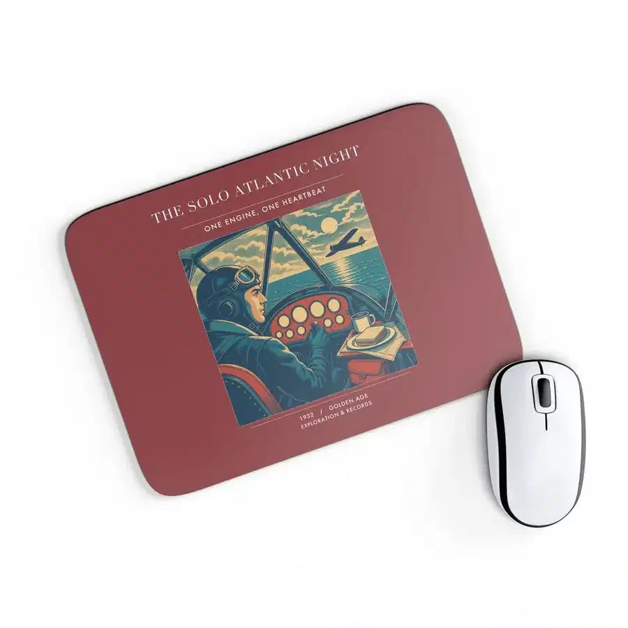 VINTAGE G4294 - The Solo Atlantic Night - Designed Mouse Pads design on darkred rectangle