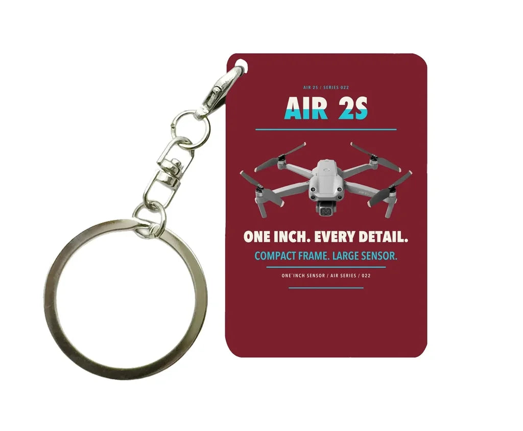 DJI Air 2S Key Chain design on dark red key chain