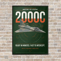 Thumbnail for Dassault Mirage 2000C RDI vertical canvas print - framed - dark green background