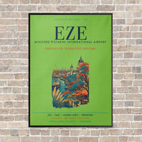 Thumbnail for Buenos Aires Ministro Pistarini International Airport EZE vertical canvas print - framed - light green background