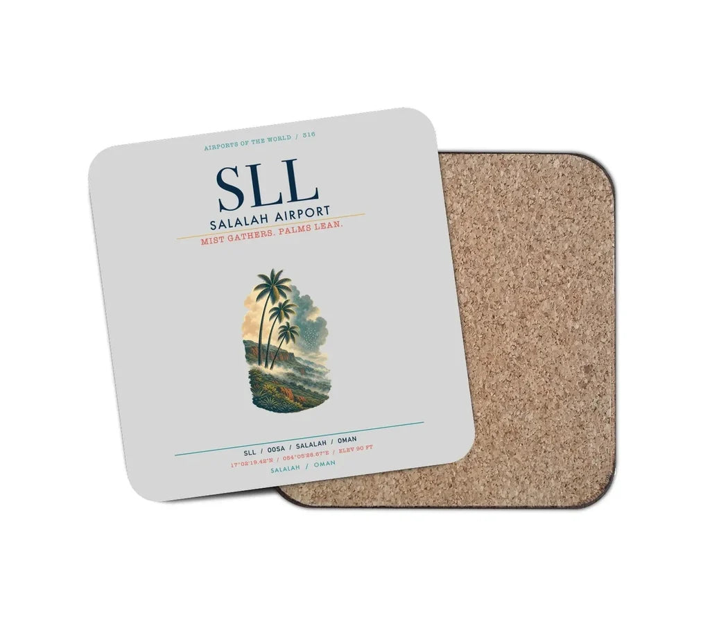 Salalah Airport (SLL) design on light gray 1 piece coaster