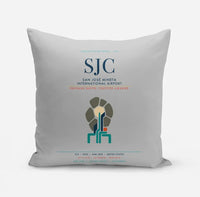 Thumbnail for San José Mineta International Airport (SJC) design on light gray pillow