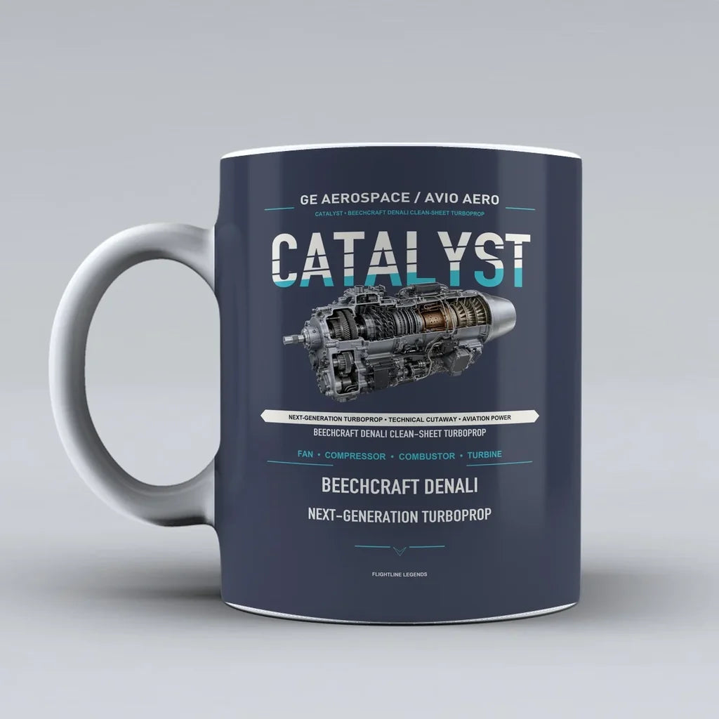 Mug design on dark blue catalyst