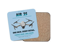 Thumbnail for DJI Air 2S design on light blue 1 piece coaster