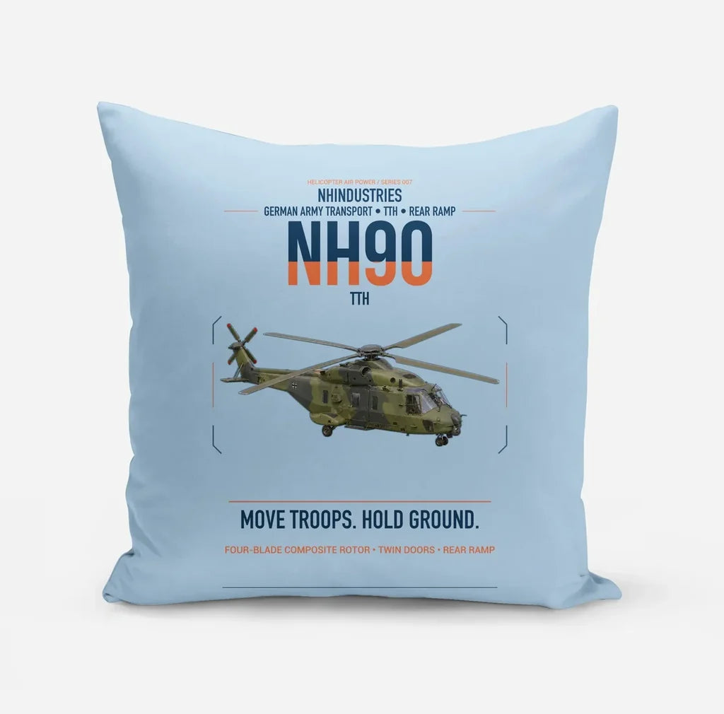 NHIndustries NH90 TTH design on light blue pillow
