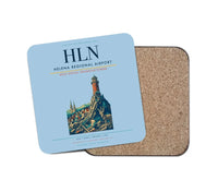 Thumbnail for Helena Regional Airport (HLN) design on light blue 1 piece coaster